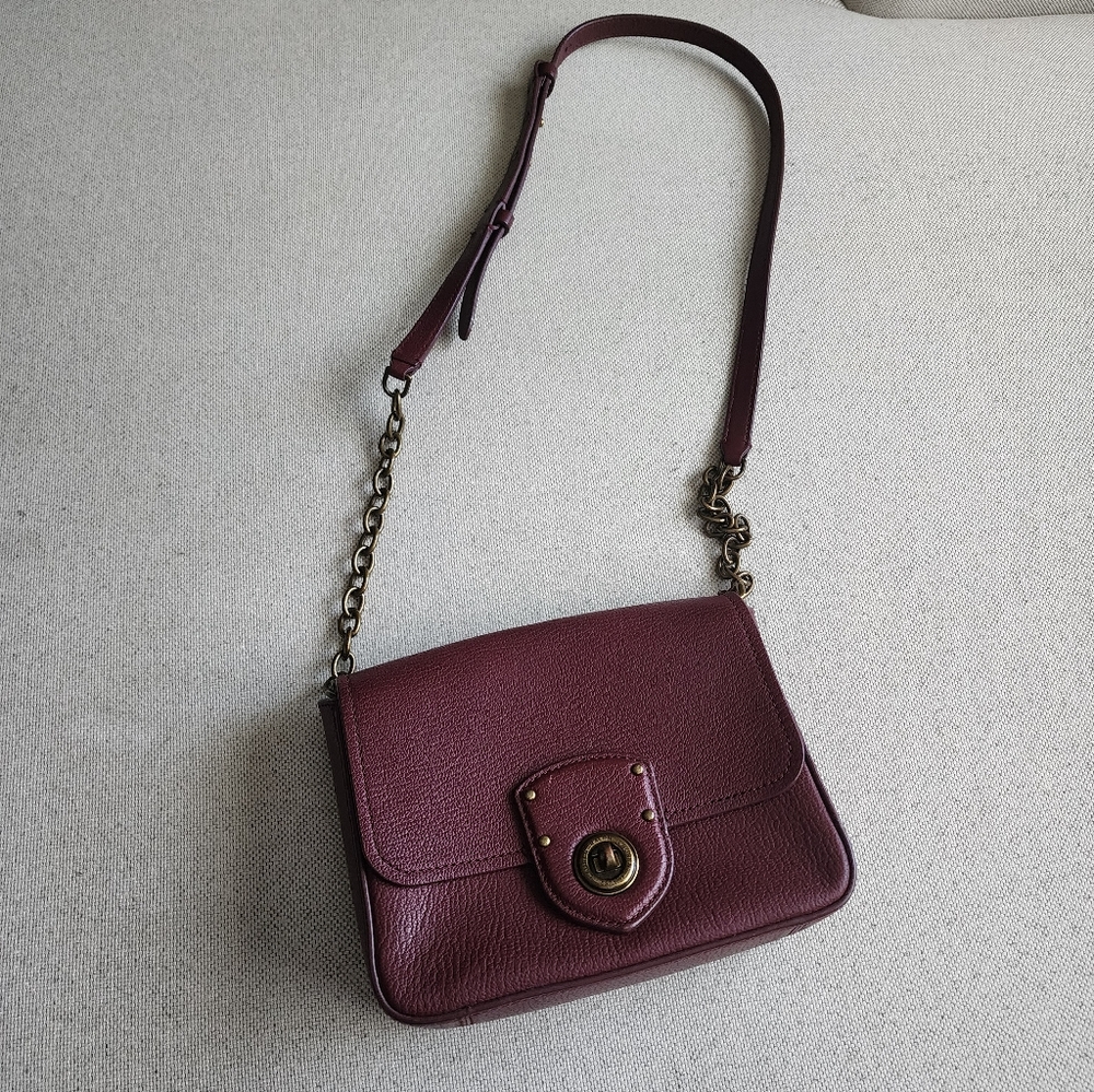 Lauren Ralph Lauren Plum Leather Crossbody Bag